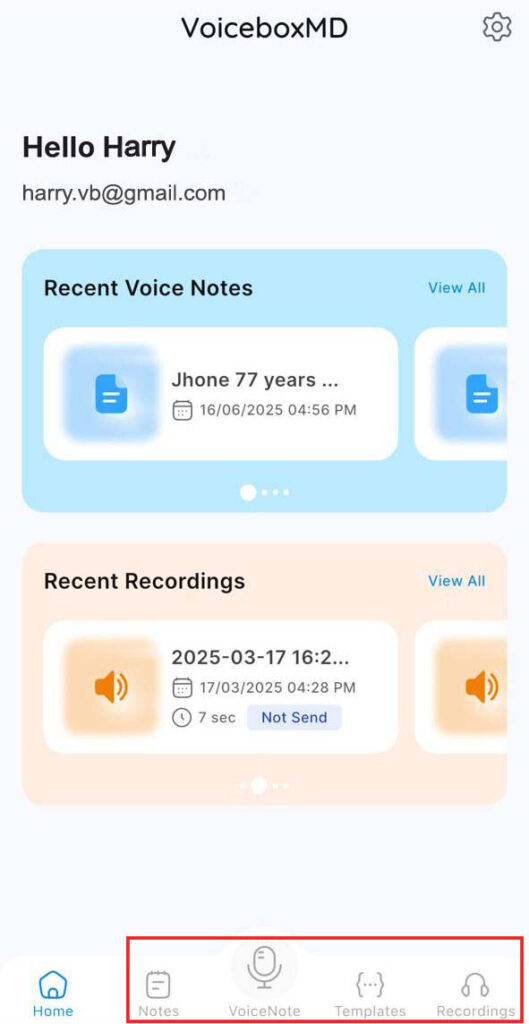 VoiceboxMD main options
